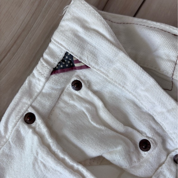 Denim & Supply Ralph Lauren White Jeans with Leather Patch - Picture 4 of 6